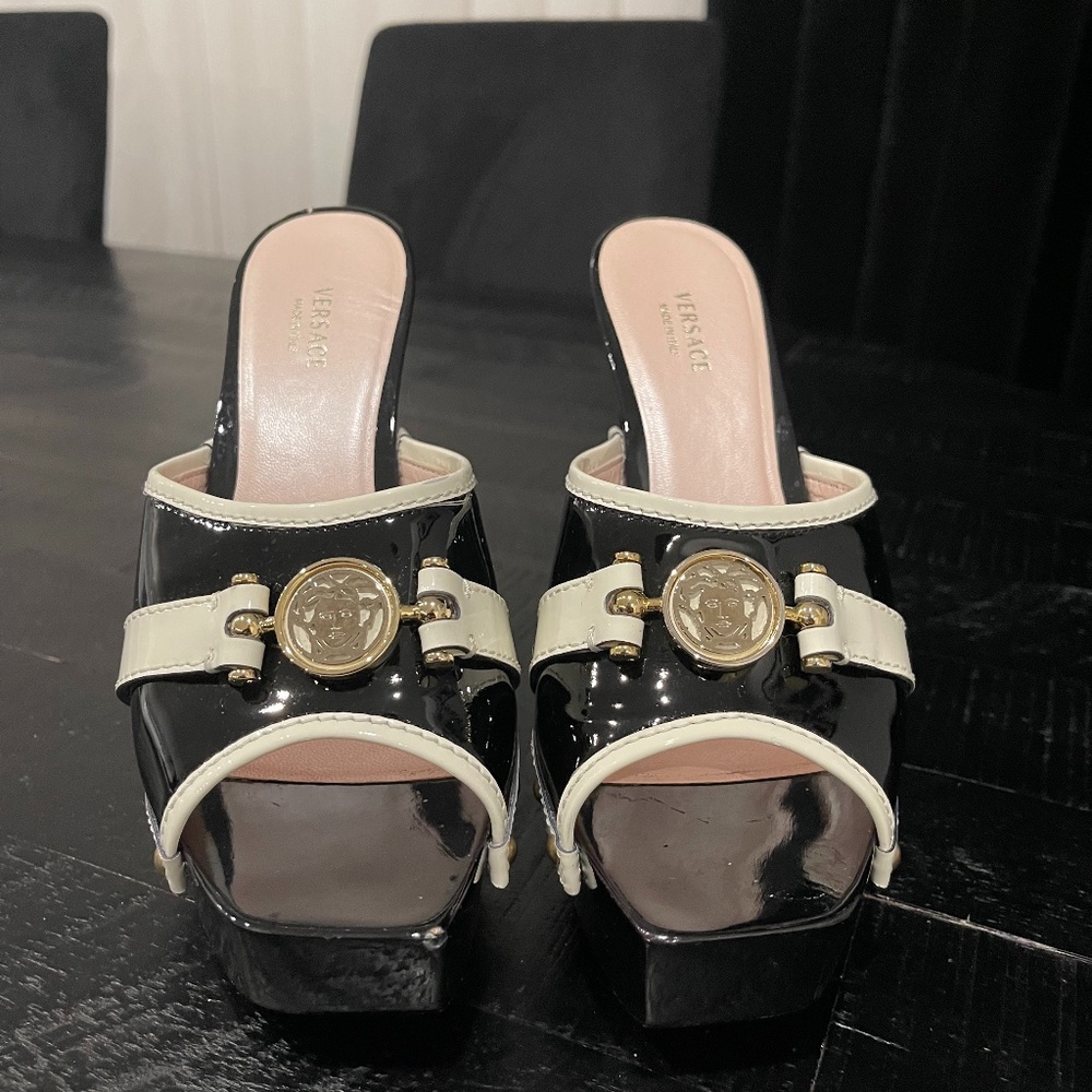 Versace Vintage Platform Slipper Heel Size 38